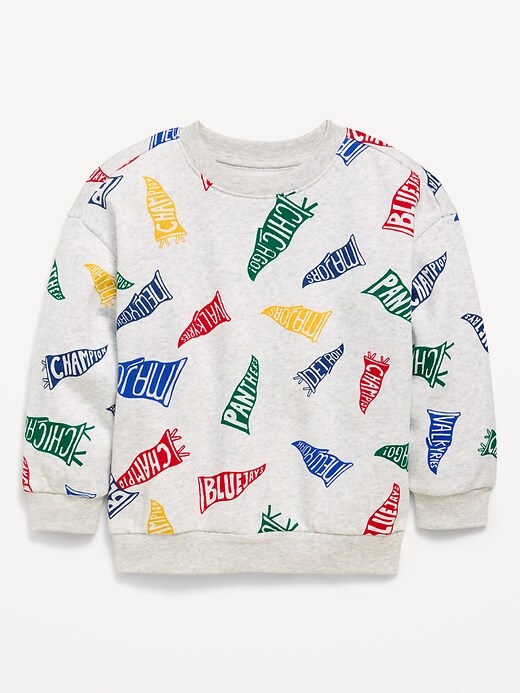 Image number 1 showing, Oversized Printed Crew-Neck Sweatshirt for Toddler Boys