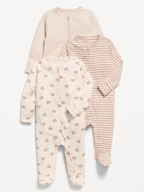 2-Way-Zip Sleep & Play Footed One-Piece 3-Pack for Baby