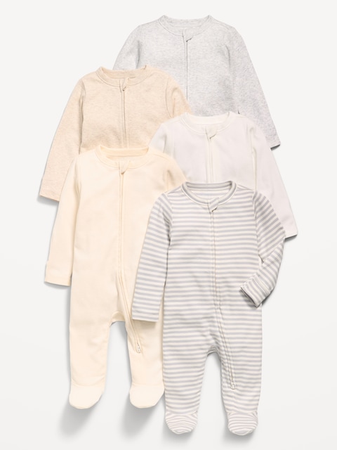2-Way-Zip Sleep & Play Footed One-Piece 5-Pack for Baby