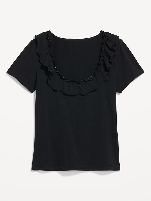 Image number 4 showing, Lettuce-Edge Scoop-Neck Top