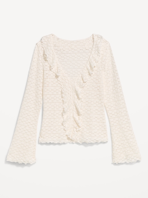 Image number 3 showing, Fitted Bell-Sleeve Ruffle Top