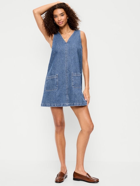 Patch Pocket Denim Mini Dress