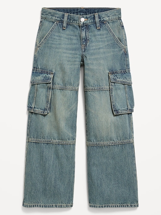 Image number 1 showing, Low-Rise Super Baggy Wide-Leg Cargo Jeans for Girls