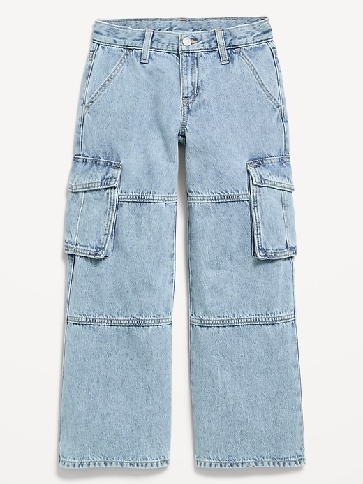 Image number 1 showing, Low-Rise Super Baggy Wide-Leg Cargo Jeans for Girls