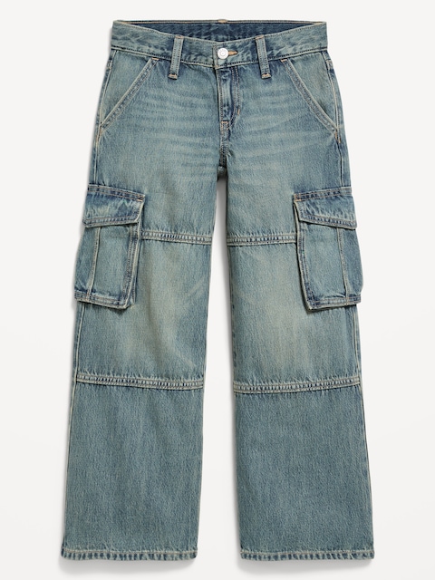 Low-Rise Super Baggy Wide-Leg Cargo Jeans for Girls