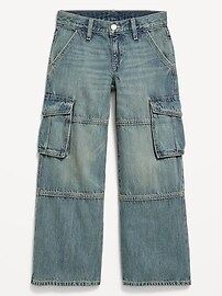 Image number 1 showing, Low-Rise Super Baggy Wide-Leg Cargo Jeans for Girls