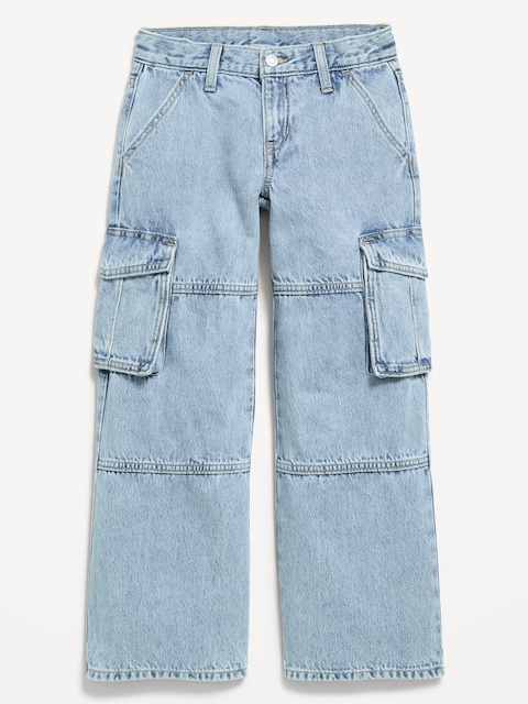 Low-Rise Super Baggy Wide-Leg Cargo Jeans for Girls