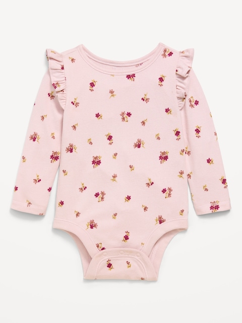 SoftMode Printed Long-Sleeve Ruffled Bodysuit for Baby