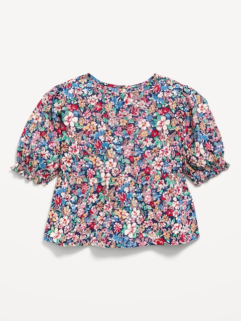 Short Puff-Sleeve Top for Toddler Girls