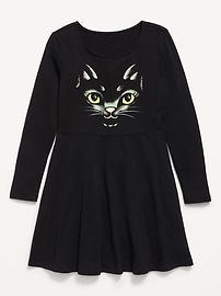 Image number 1 showing, Long-Sleeve Graphic Fit and Flare Dress for Girls