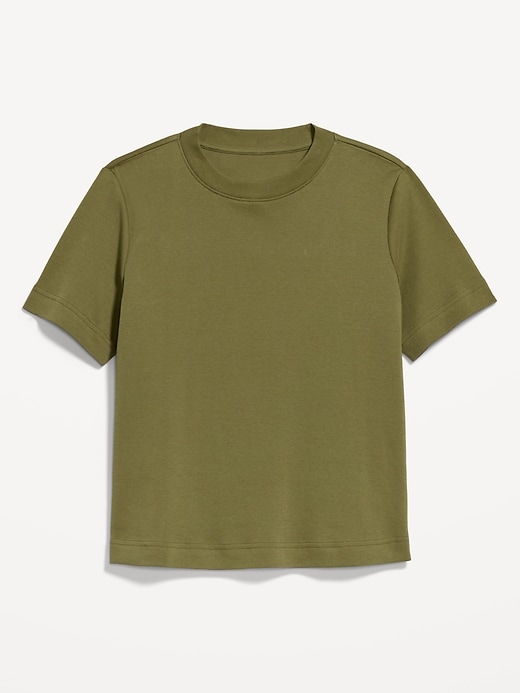 L'image numéro 4 présente T-shirt ras du cou court en tissu épais