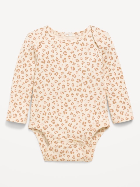 Printed Long-Sleeve Ribbed Bodysuit for Baby