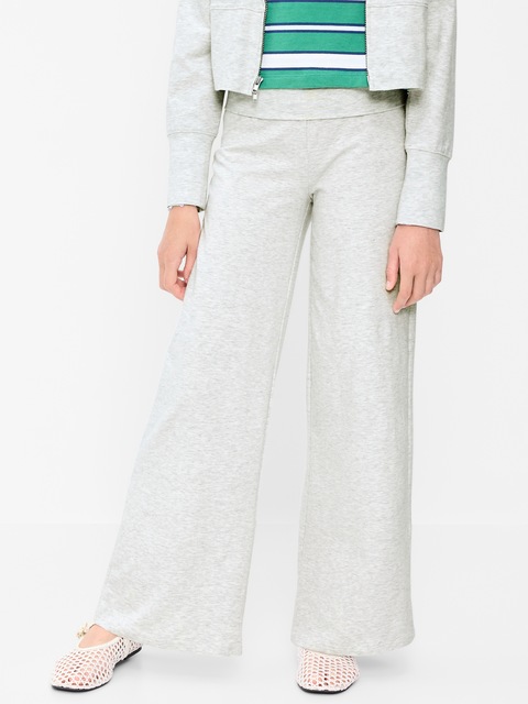 Foldover Jersey Knit Wide-Leg Pants for Girls