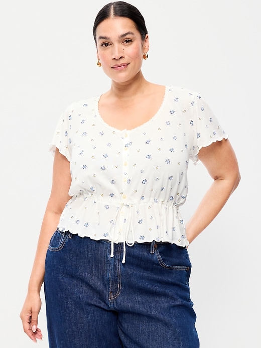 Image number 7 showing, Lace-Trim Button-Down Top