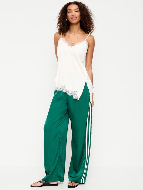 High-Waisted Satin Track Pants