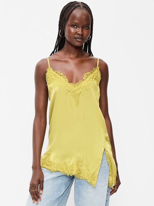 Image number 3 showing, Asymmetrical Lace-Trim Cami Top