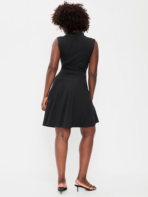 Image number 7 showing, Gathered Mock-Neck Drop-Waist Mini Dress