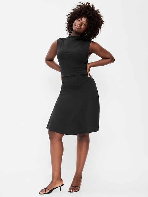Image number 6 showing, Gathered Mock-Neck Drop-Waist Mini Dress