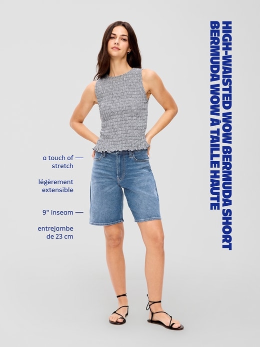 Image number 8 showing, High-Waisted Wow Jean Shorts -- 9-inch inseam