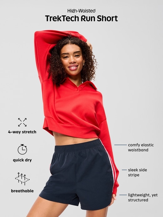 L'image numéro 5 présente Short de course en popeline à taille haute extensible