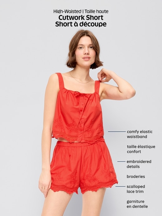 Image number 10 showing, High-Waisted Lace-Trim Shorts