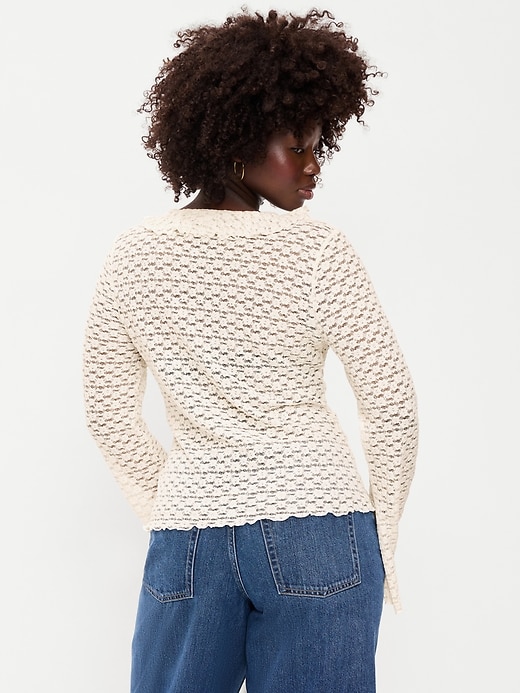 Image number 5 showing, Fitted Bell-Sleeve Ruffle Top