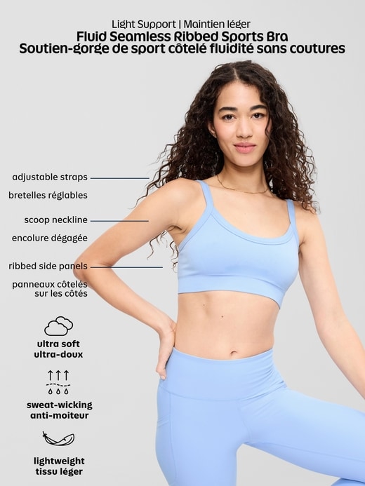 L'image numéro 8 présente Soutien-gorge de sport côtelé à maintien léger sans coutures