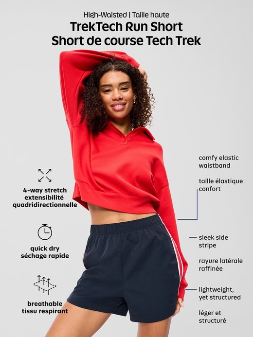 L'image numéro 3 présente Short de course en popeline à taille haute extensible