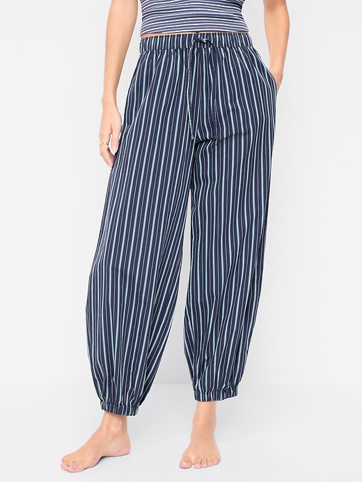 L'image numéro 1 présente Pantalon ballon à extrémités élastiques en popeline