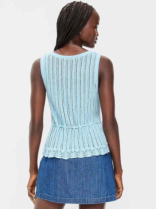Image number 2 showing, Seaside Cotton Pointelle Peplum Tank Top