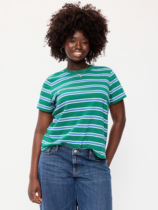 L'image numéro 5 présente T-shirt ras du cou passe-partout à rayures