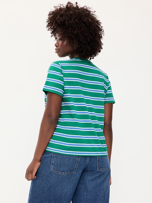 L'image numéro 6 présente T-shirt ras du cou passe-partout à rayures