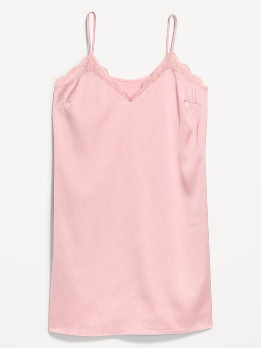 Image number 1 showing, Satin Lace-Trim Sleep Dress