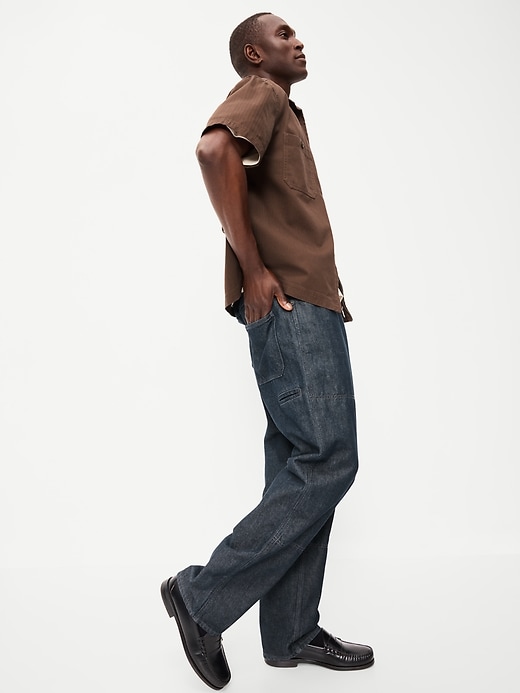 Image number 3 showing, Loose Full-Zip Herringbone Workwear Shirt