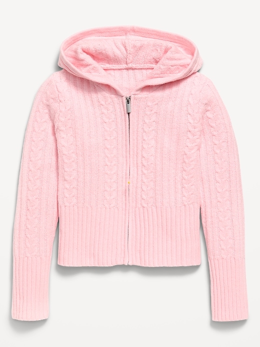 Image number 1 showing, Fitted Cable-Knit Full-Zip Hoodie for Girls