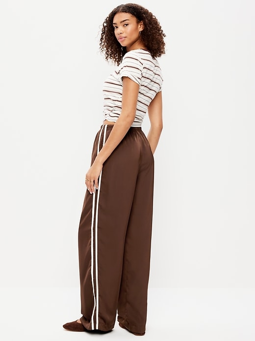 Image number 3 showing, High-Waisted Satin Track Pants