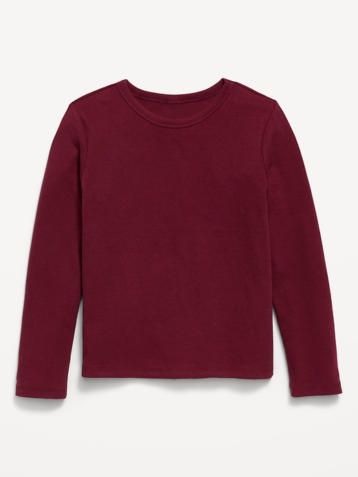 Image number 1 showing, Softest Long-Sleeve Ribbed T-Shirt for Girls