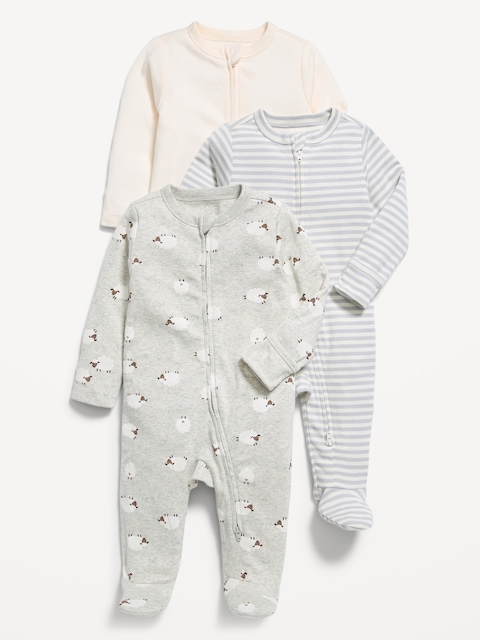 2-Way-Zip Sleep & Play Footed One-Piece 3-Pack for Baby