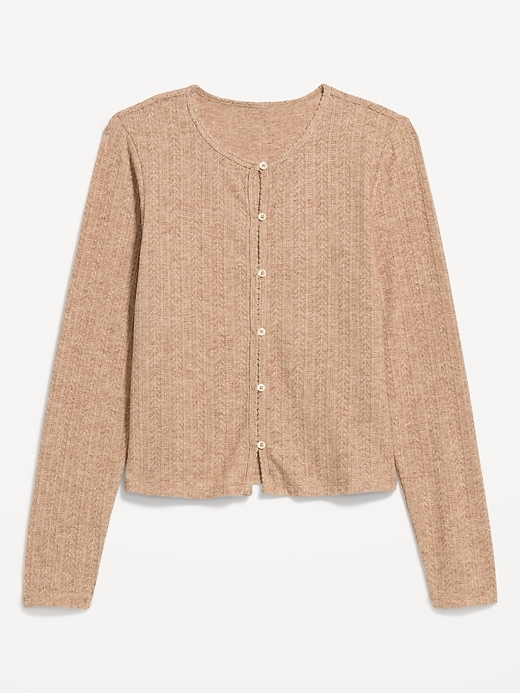 L'image numéro 2 présente Haut en tricot pointelle à manches longues boutonné sur le devant