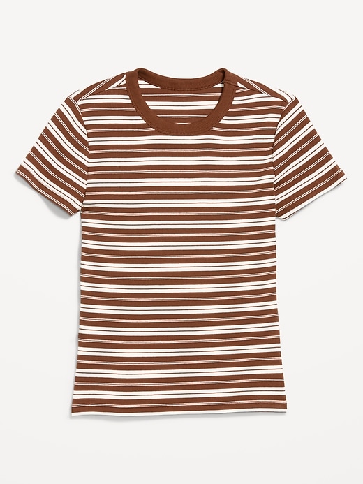 L'image numéro 3 présente T-shirt moulant côtelé ras du cou