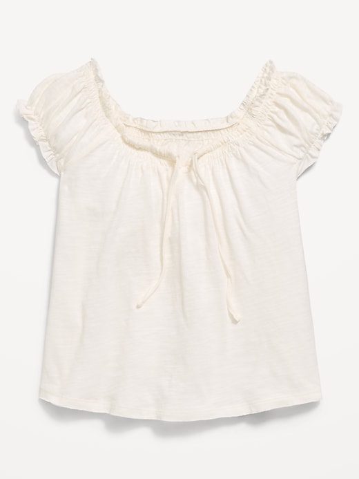 Image number 1 showing, Short-Sleeve Tie-Front Jersey-Knit Top for Girls