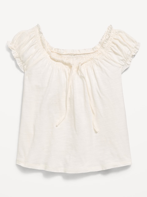 Short-Sleeve Tie-Front Jersey-Knit Top for Girls
