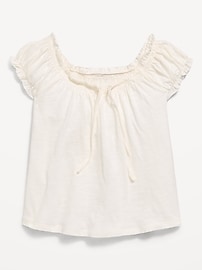 Image number 1 showing, Short-Sleeve Tie-Front Jersey-Knit Top for Girls