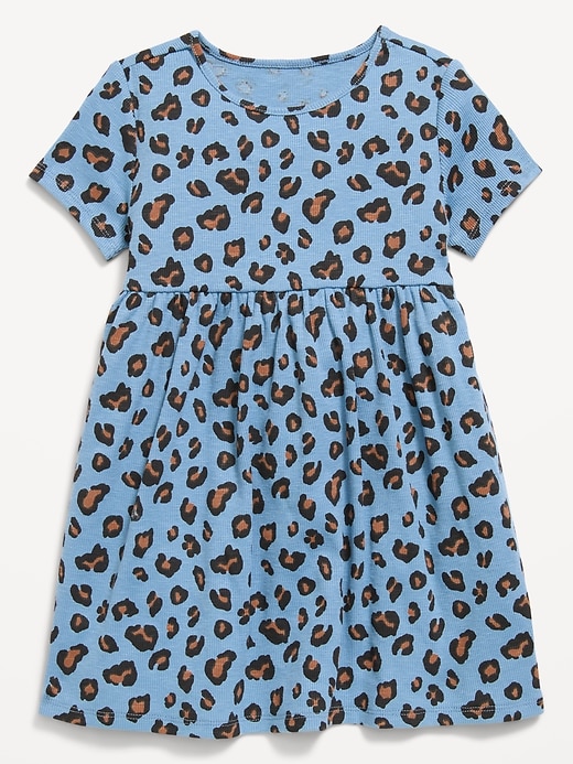 L'image numéro 1 présente Robe côtelée à motif à manches courtes pour toute-petite