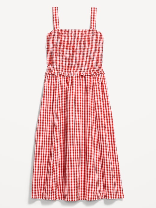 L'image numéro 2 présente Robe mi-longue ajustée et évasée à corsage smocké