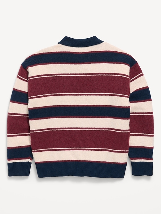 Image number 2 showing, SoSoft Oversized Collared Striped Sweater for Boys