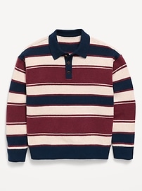 Image number 1 showing, SoSoft Oversized Collared Striped Sweater for Boys