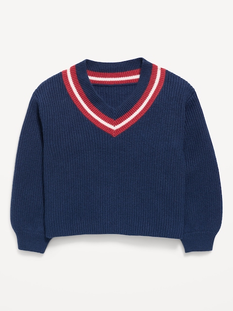 Cropped V-Neck Sweater for Girls