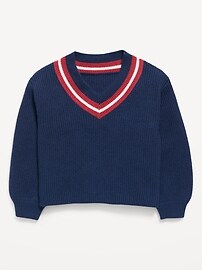 Image number 1 showing, Cropped V-Neck Sweater for Girls