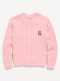 Image number 1 showing, Cable-Knit Cardigan Sweater for Girls